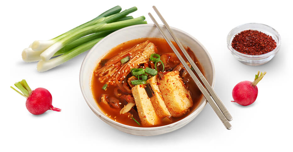 Kimchi Jjiage leves újhagyma retek chili