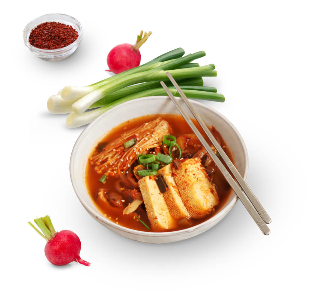 Kimchi Jjiage leves újhagyma retek chili